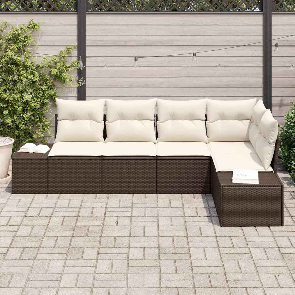 Tuin Sofa Set 5 pcs Bruin poly rattan is nu te koop bij PeponiXL, paradijselijk wonen!