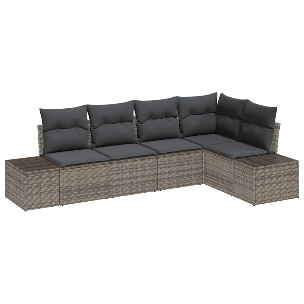 Tuin Sofa Set 5 pcs Grijs poly rattan is nu te koop bij PeponiXL, paradijselijk wonen!