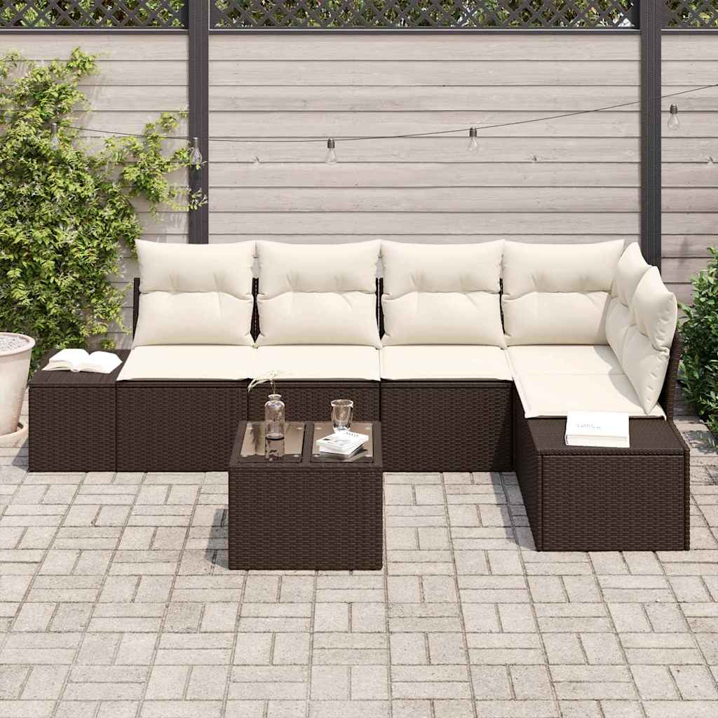 Tuin Sofa Set 6 pcs Bruin poly rattan is nu te koop bij PeponiXL, paradijselijk wonen!