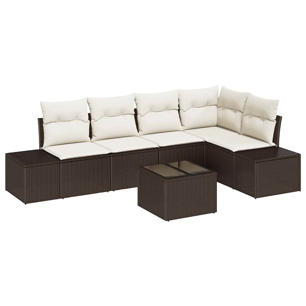 Tuin Sofa Set 6 pcs Bruin poly rattan is nu te koop bij PeponiXL, paradijselijk wonen!