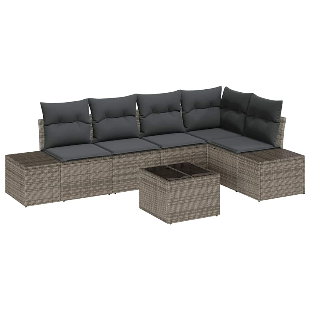 Tuin Sofa Set 6 pcs Grijs poly rattan is nu te koop bij PeponiXL, paradijselijk wonen!