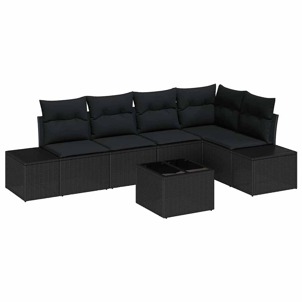 Tuin Sofa Set 6 pcs Zwart poly rattan is nu te koop bij PeponiXL, paradijselijk wonen!