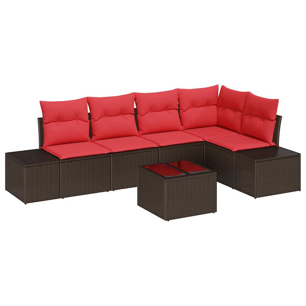Tuin Sofa Set met kussen 6 pcs Bruin poly rattan is nu te koop bij PeponiXL, paradijselijk wonen!