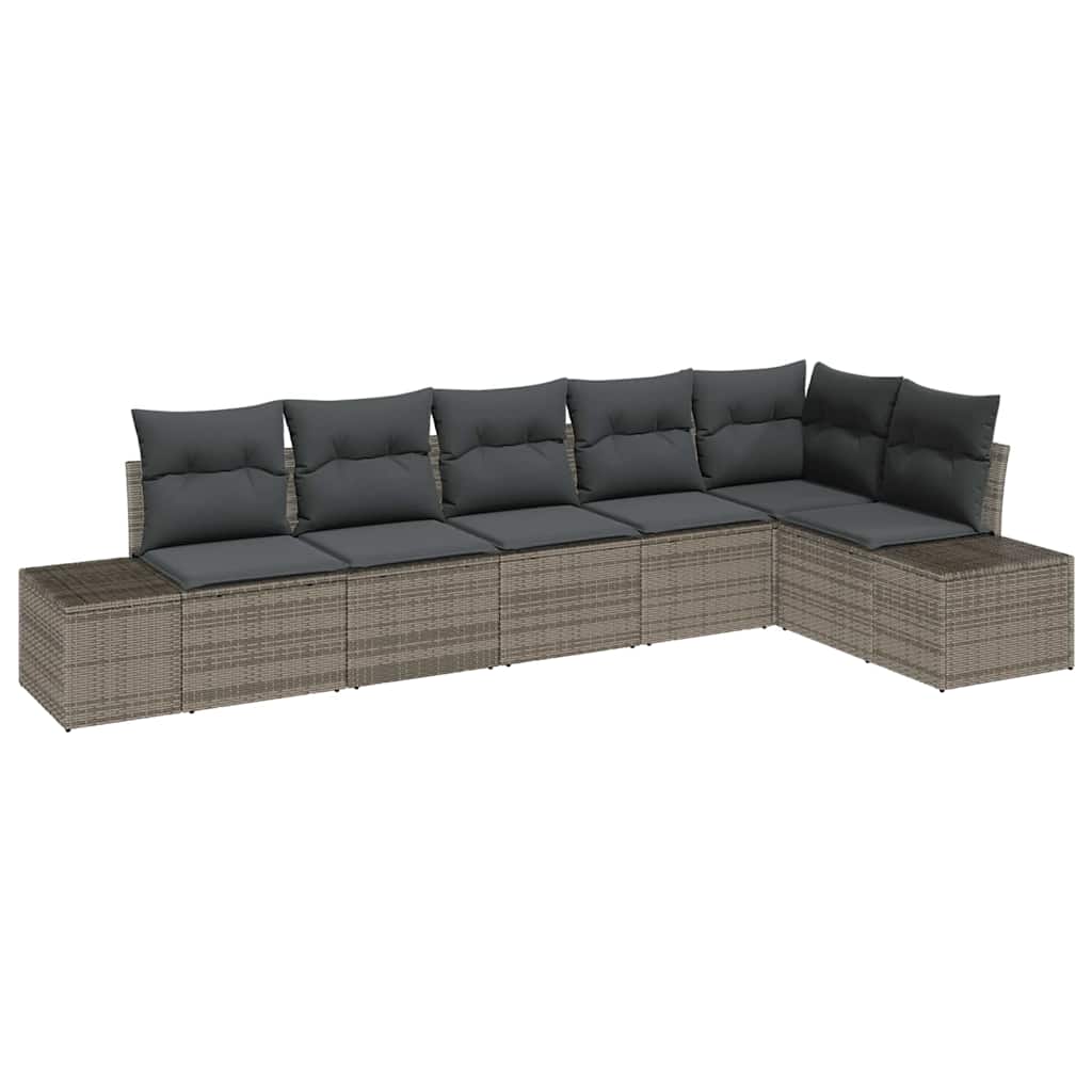 Tuin Sofa Set met kussen 6 pcs Grijs poly rattan is nu te koop bij PeponiXL, paradijselijk wonen!