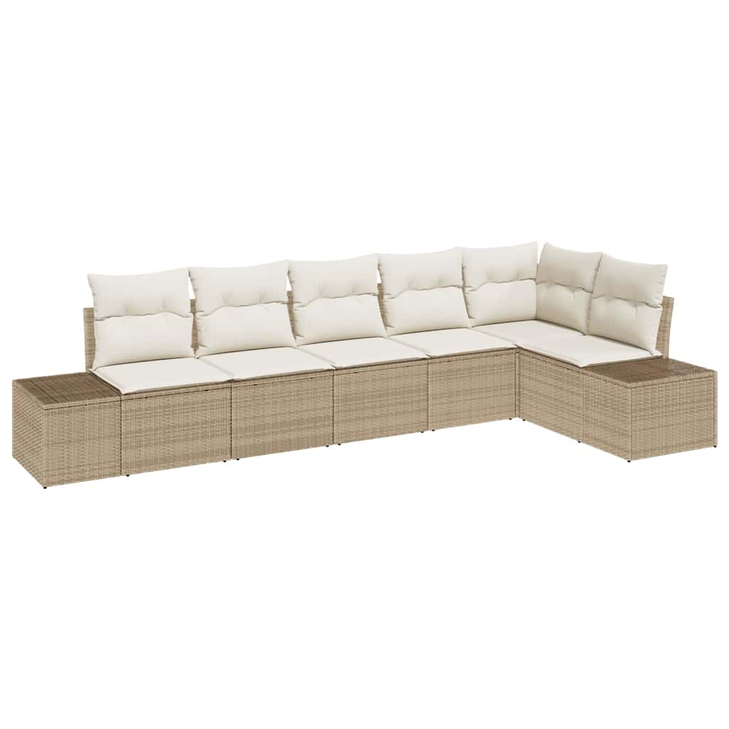 Tuin Sofa Set met kussen 6 pcs Beige en Crème poly rattan is nu te koop bij PeponiXL, paradijselijk wonen!