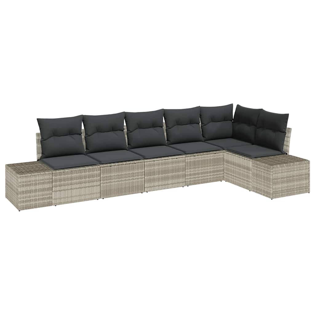 Tuin Sofa Set met kussen 6 pcs Lichtgrijs poly rattan is nu te koop bij PeponiXL, paradijselijk wonen!