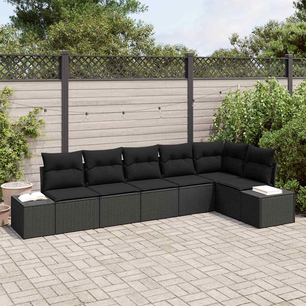 Tuin Sofa Set met kussen 6 pcs Zwart poly rattan is nu te koop bij PeponiXL, paradijselijk wonen!