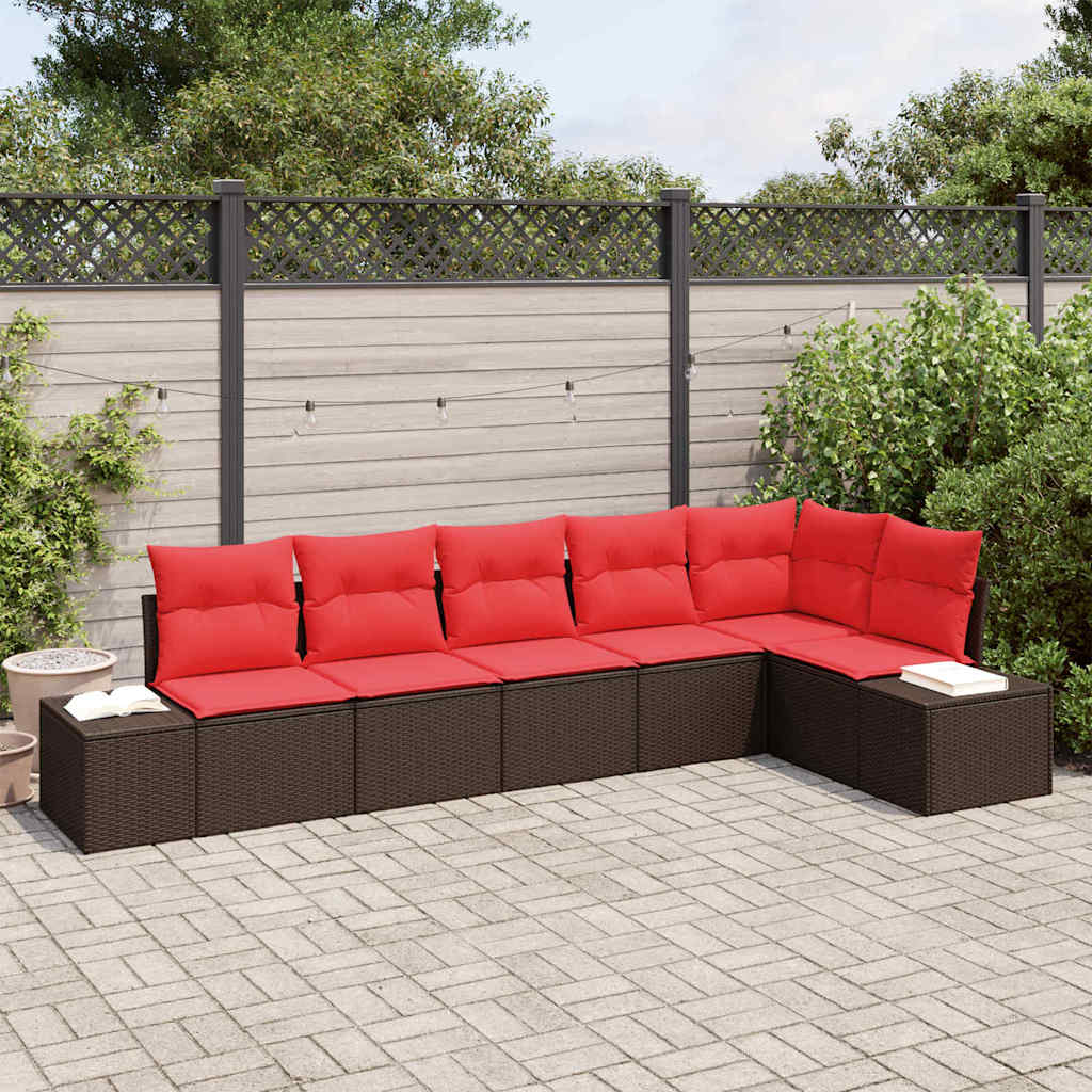 Tuin Sofa Set met kussen 6 pcs Bruin poly rattan is nu te koop bij PeponiXL, paradijselijk wonen!