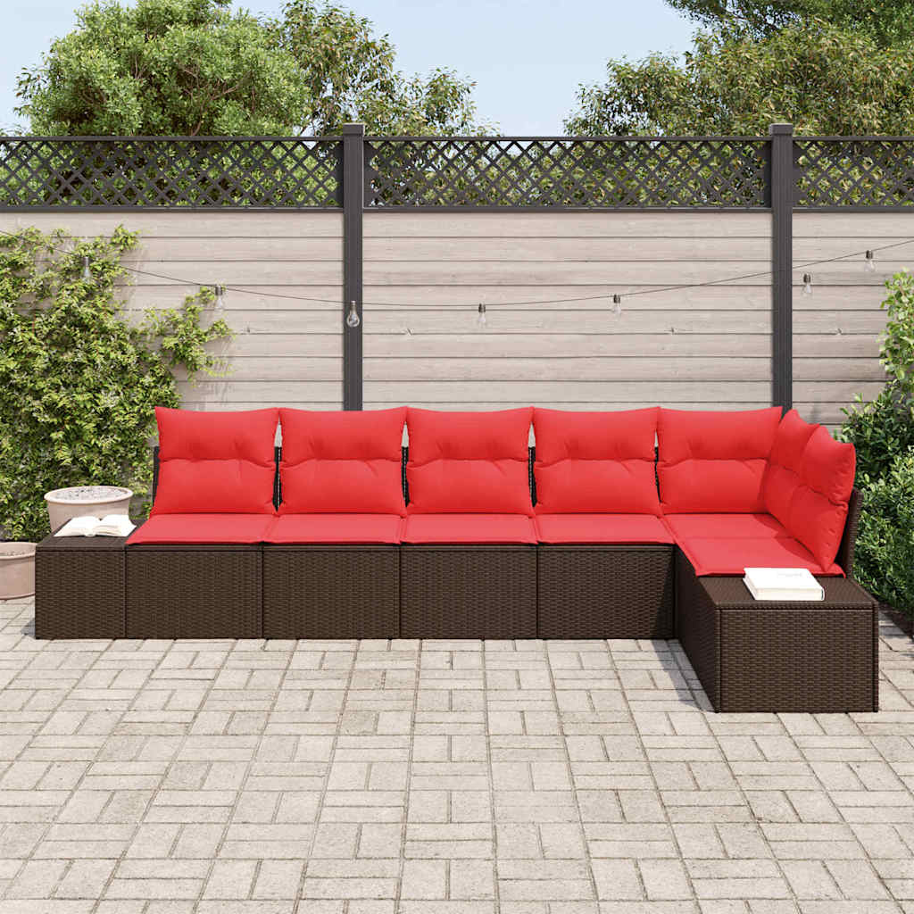 Tuin Sofa Set met kussen 6 pcs Bruin poly rattan is nu te koop bij PeponiXL, paradijselijk wonen!