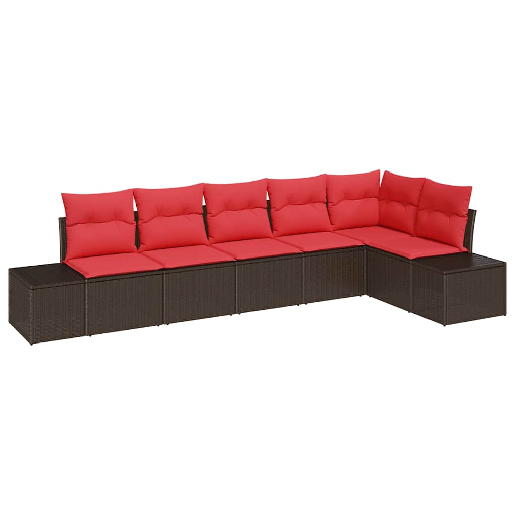 Tuin Sofa Set met kussen 6 pcs Bruin poly rattan is nu te koop bij PeponiXL, paradijselijk wonen!