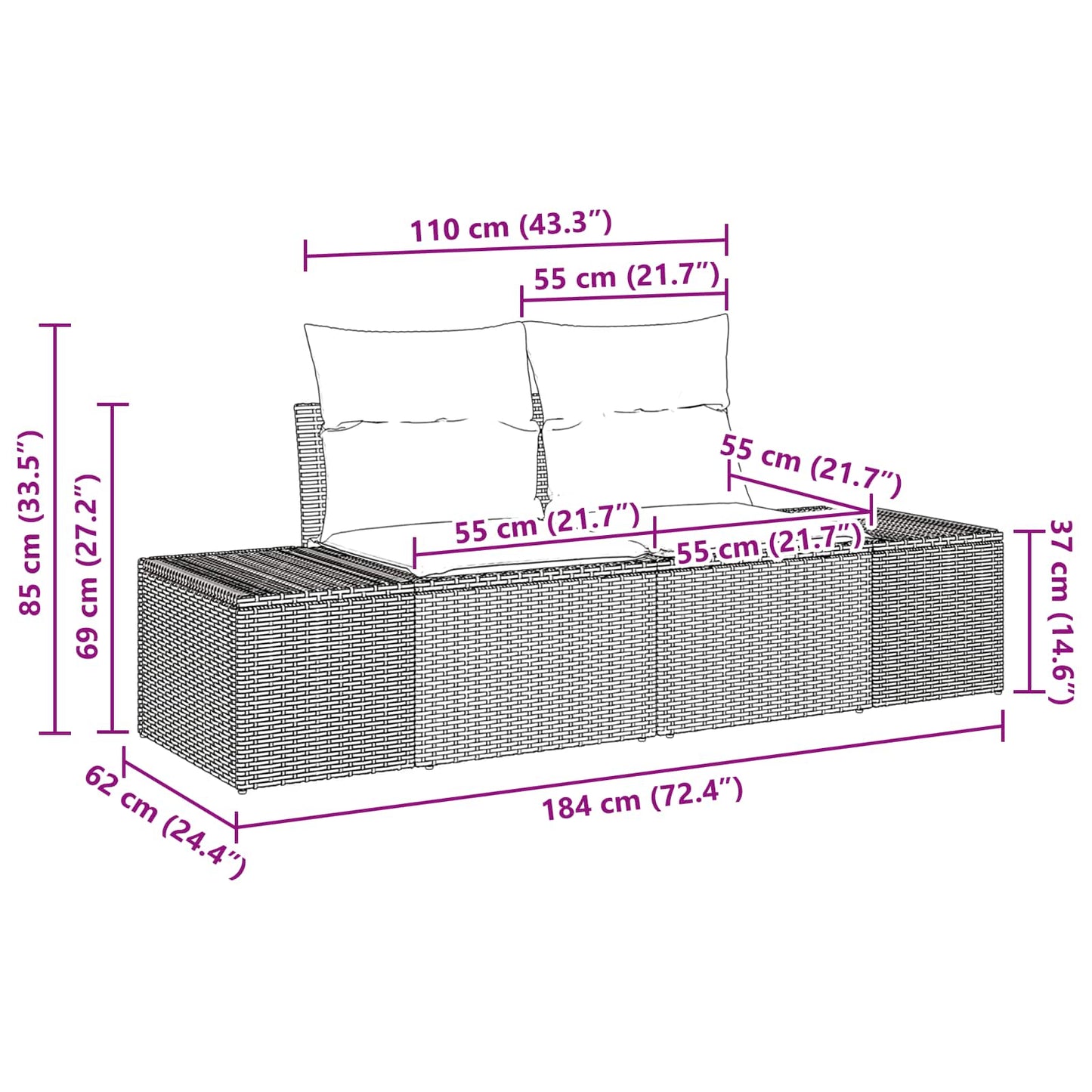 Tuin Sofa Set met kussen 6 pcs Bruin poly rattan is nu te koop bij PeponiXL, paradijselijk wonen!