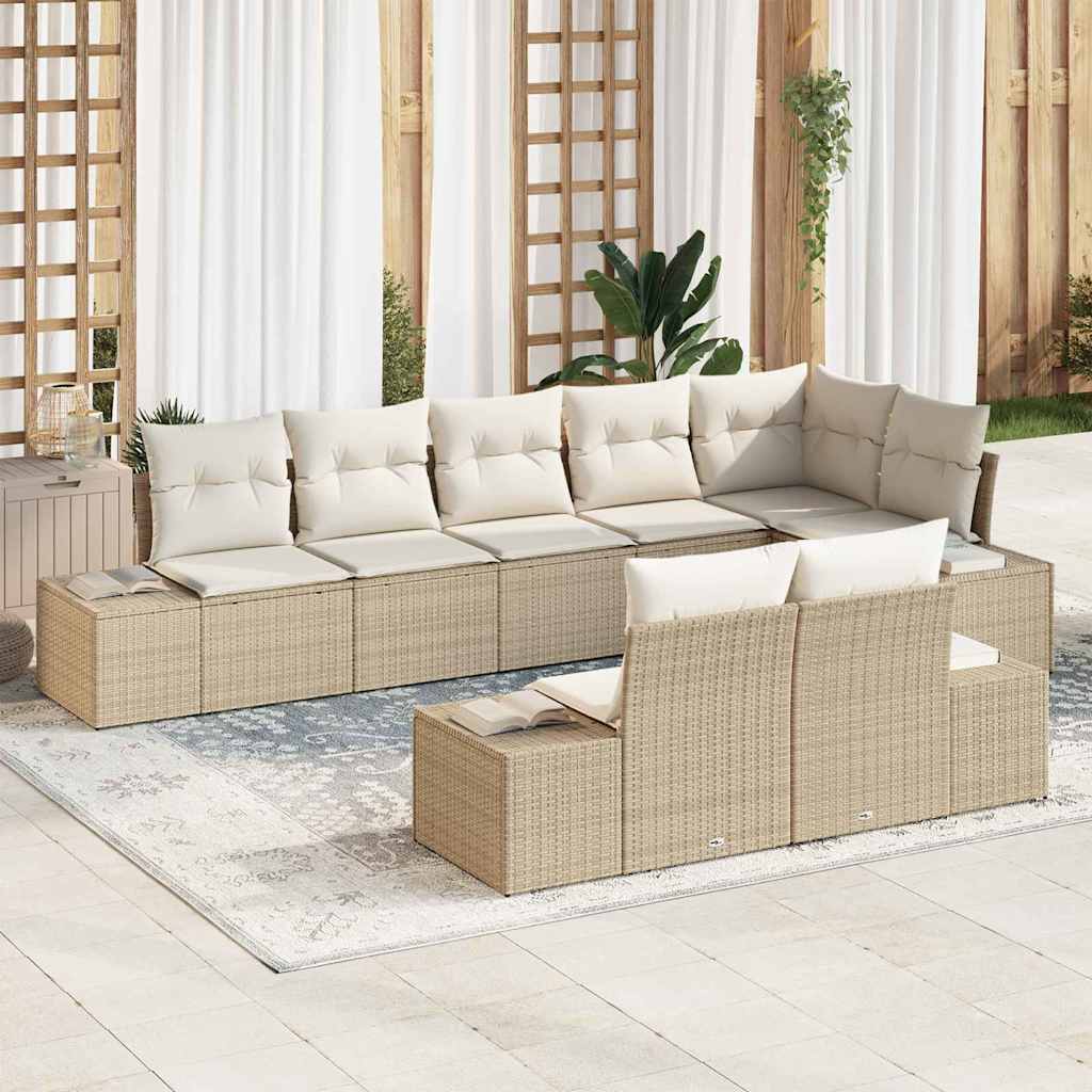 Tuin Sofa Set met kussen 8 pcs Beige en Crème poly rattan is nu te koop bij PeponiXL, paradijselijk wonen!