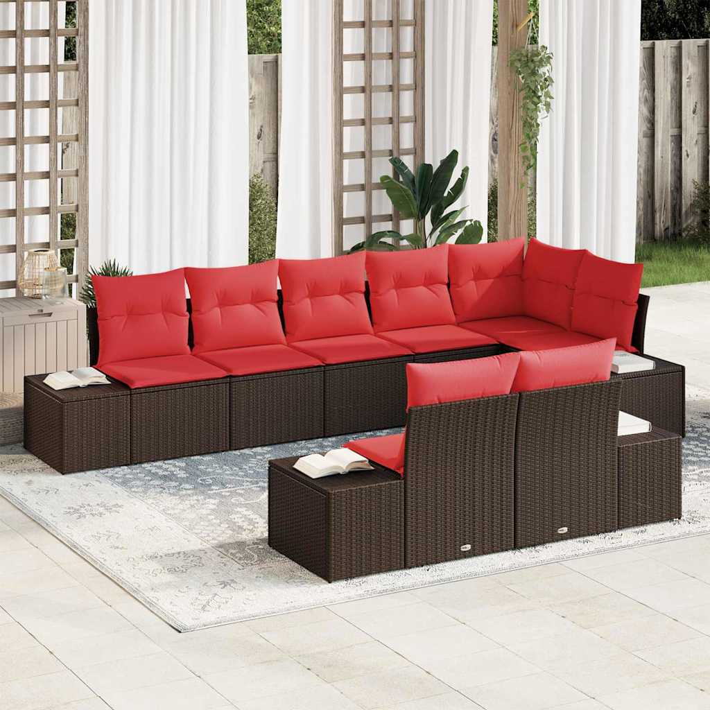 Tuin Sofa Set met kussen 8 pcs Bruin poly rattan is nu te koop bij PeponiXL, paradijselijk wonen!