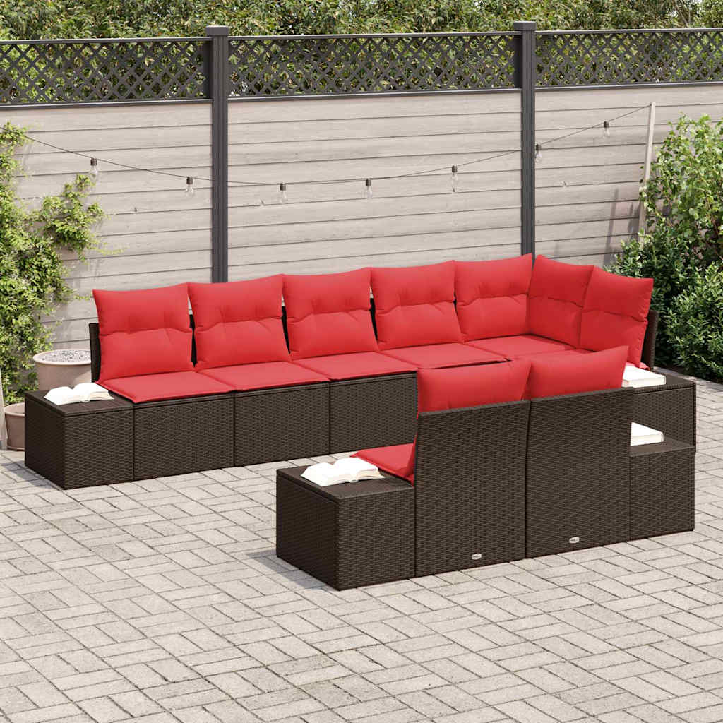 Tuin Sofa Set met kussen 8 pcs Bruin poly rattan is nu te koop bij PeponiXL, paradijselijk wonen!