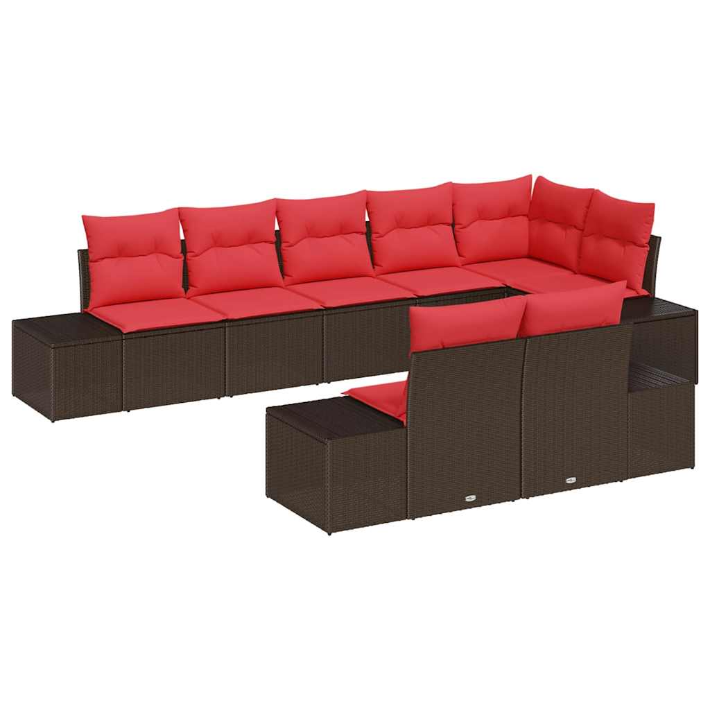 Tuin Sofa Set met kussen 8 pcs Bruin poly rattan is nu te koop bij PeponiXL, paradijselijk wonen!