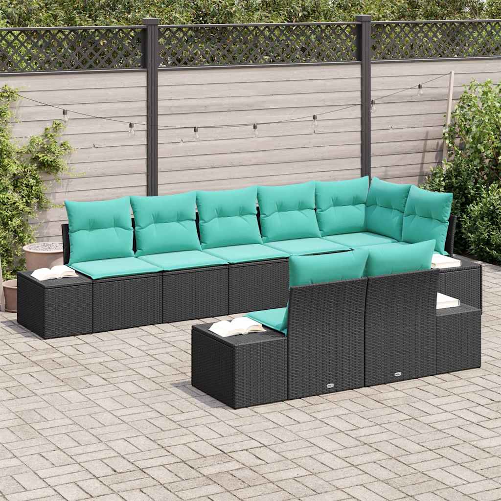 Tuin Sofa Set 8 st Zwart poly rattan