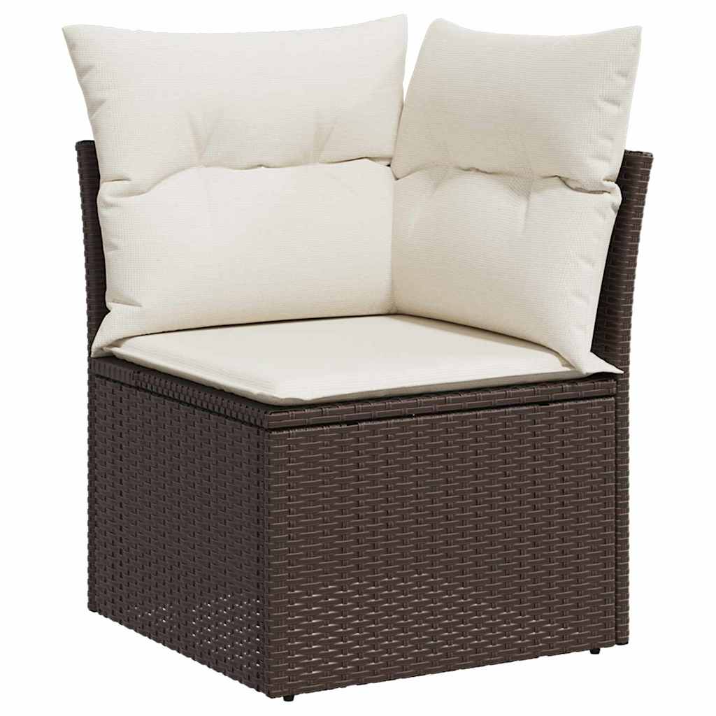 Tuin Sofa Set met kussen 9 pcs Bruin en Crème poly rattan is nu te koop bij PeponiXL, paradijselijk wonen!