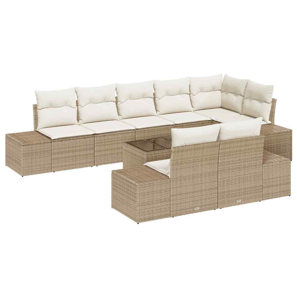 Tuin Sofa Set met kussen 9 pcs Beige en Crème poly rattan is nu te koop bij PeponiXL, paradijselijk wonen!