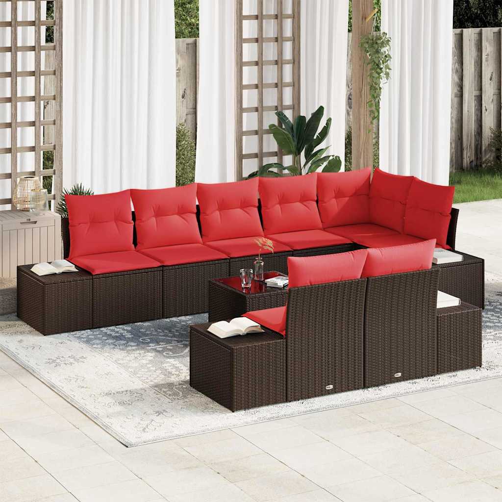 Tuin Sofa Set met kussen 9 pcs Bruin poly rattan is nu te koop bij PeponiXL, paradijselijk wonen!