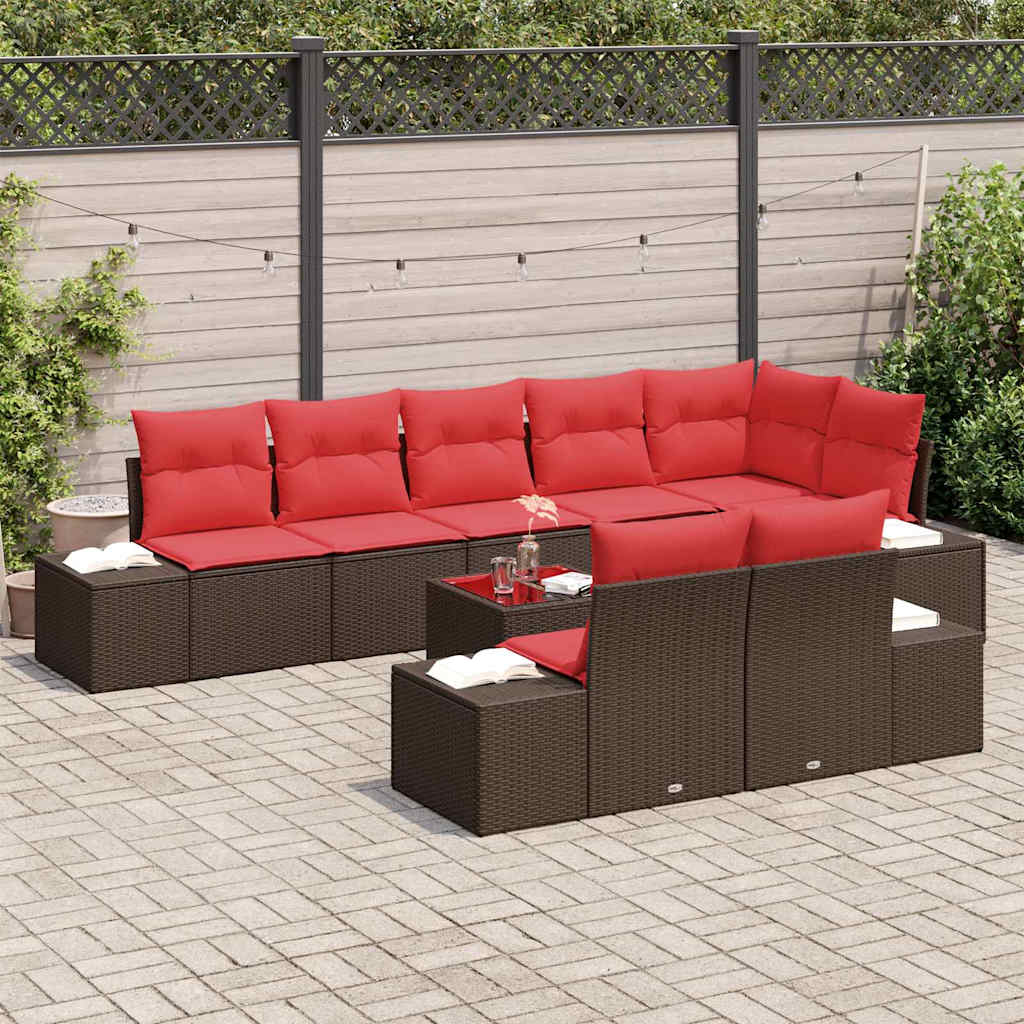 Tuin Sofa Set met kussen 9 pcs Bruin poly rattan is nu te koop bij PeponiXL, paradijselijk wonen!
