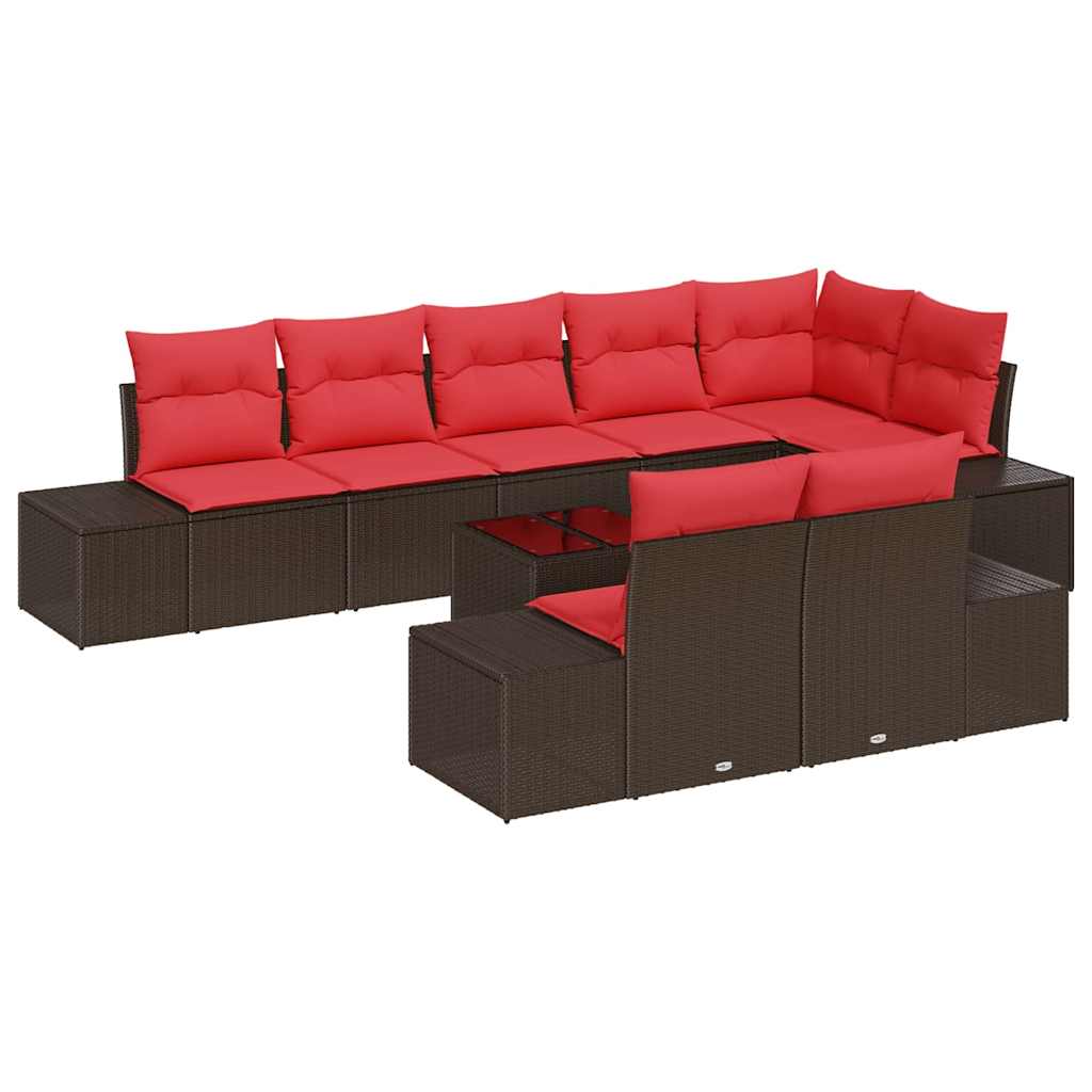 Tuin Sofa Set met kussen 9 pcs Bruin poly rattan is nu te koop bij PeponiXL, paradijselijk wonen!