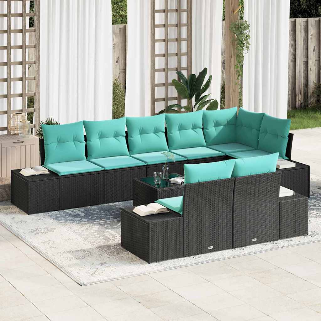 Tuin Sofa Set 9 st Zwart poly rattan