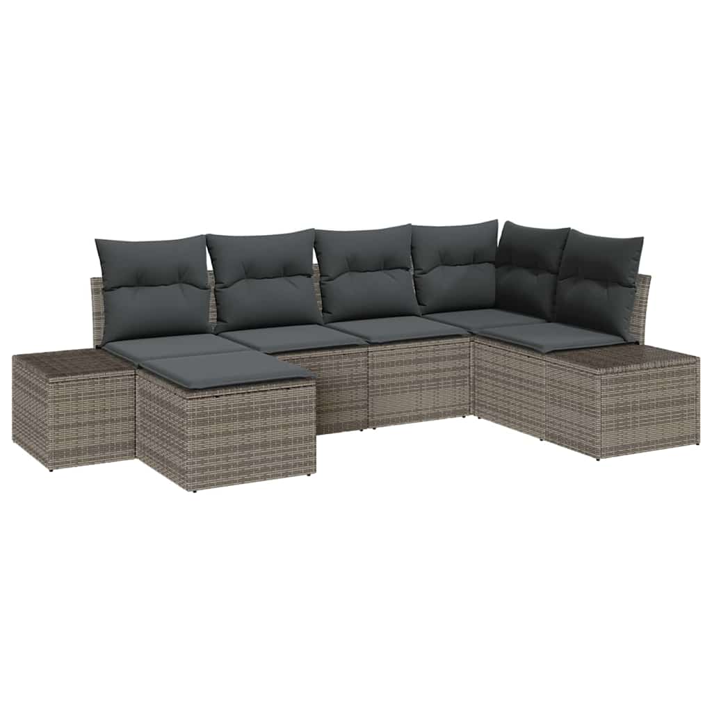 Tuin Sofa Set met kussen 6 pcs Grijs poly rattan is nu te koop bij PeponiXL, paradijselijk wonen!