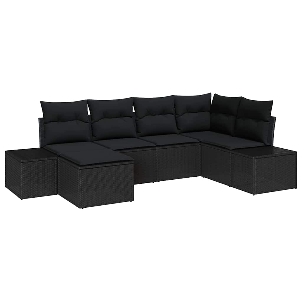 Tuin Sofa Set met kussen 6 pcs Zwart poly rattan is nu te koop bij PeponiXL, paradijselijk wonen!