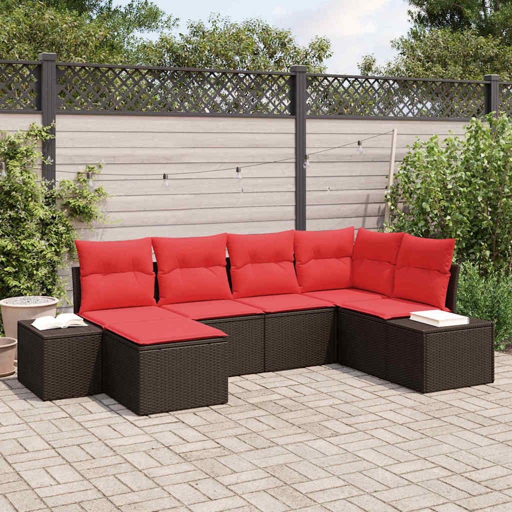 Tuin Sofa Set met kussen 6 pcs Bruin poly rattan is nu te koop bij PeponiXL, paradijselijk wonen!