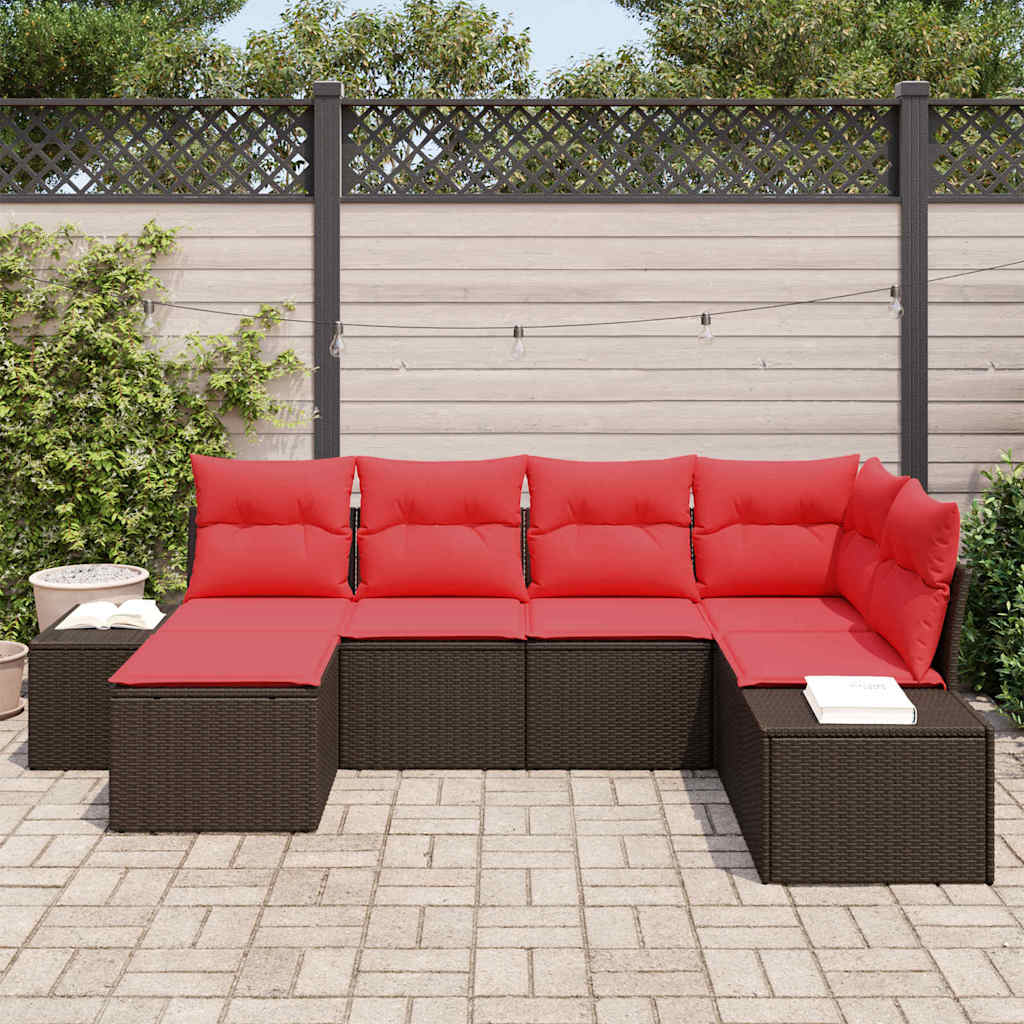 Tuin Sofa Set met kussen 6 pcs Bruin poly rattan is nu te koop bij PeponiXL, paradijselijk wonen!