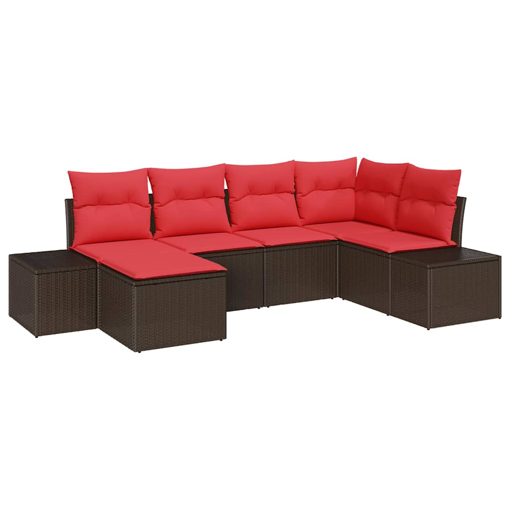 Tuin Sofa Set met kussen 6 pcs Bruin poly rattan is nu te koop bij PeponiXL, paradijselijk wonen!