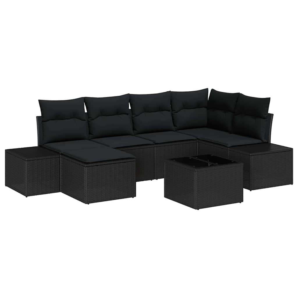 Tuin Sofa Set met kussen 7 pcs Zwart poly rattan is nu te koop bij PeponiXL, paradijselijk wonen!