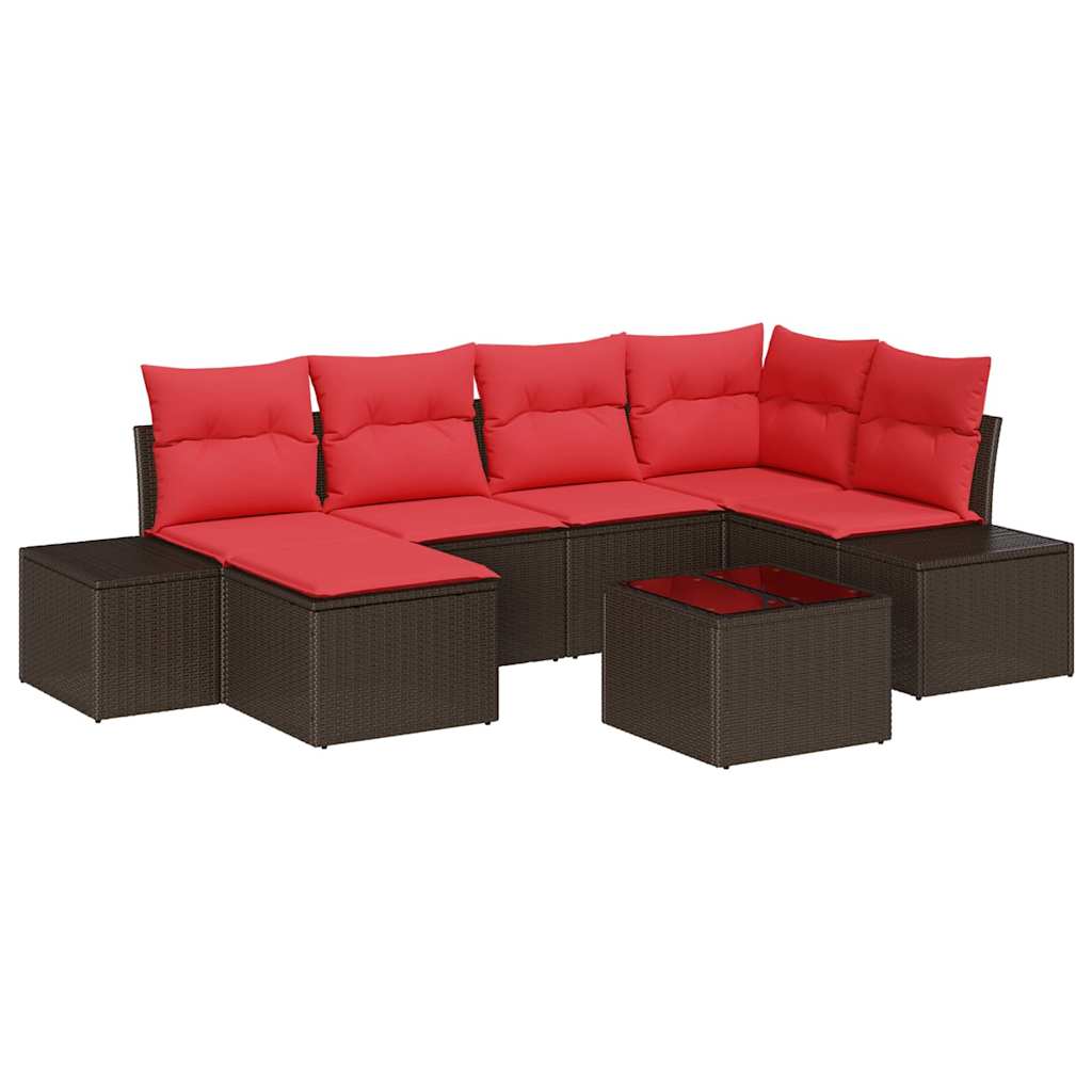 Tuin Sofa Set met kussen 7 pcs Bruin poly rattan is nu te koop bij PeponiXL, paradijselijk wonen!