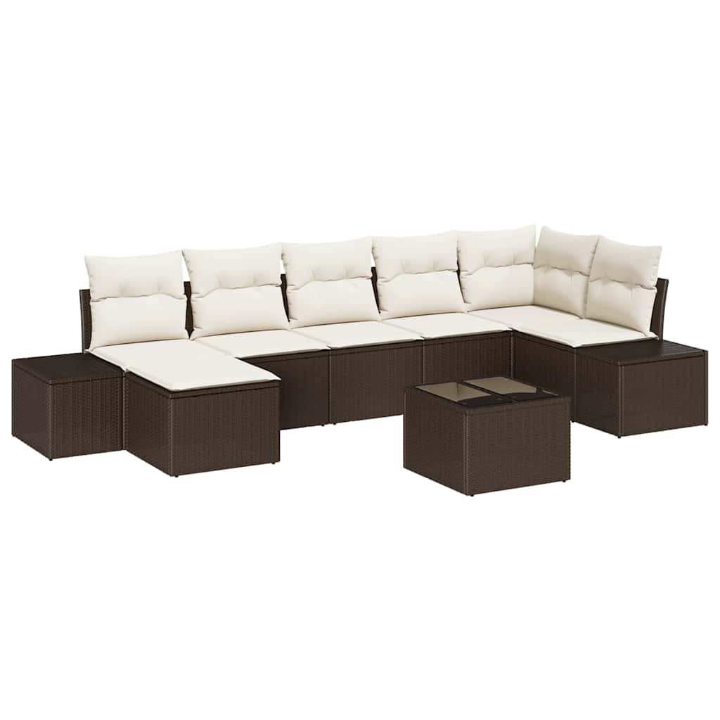 Tuin Sofa Set met kussen 8 pcs Bruin poly rattan is nu te koop bij PeponiXL, paradijselijk wonen!