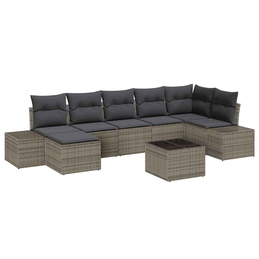 Tuin Sofa Set met kussen 8 pcs Grijs poly rattan is nu te koop bij PeponiXL, paradijselijk wonen!
