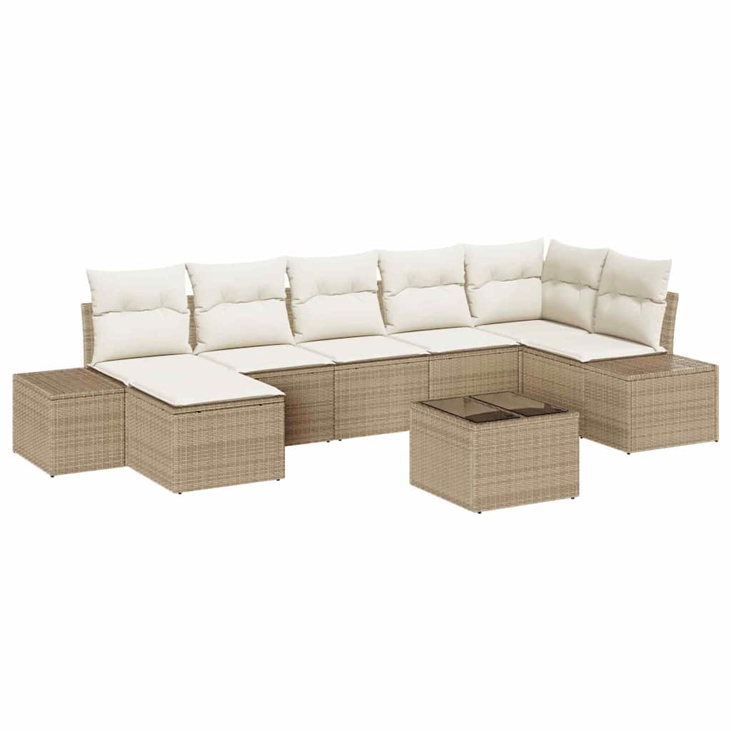 Tuin Sofa Set met kussen 8 pcs Beige poly rattan is nu te koop bij PeponiXL, paradijselijk wonen!