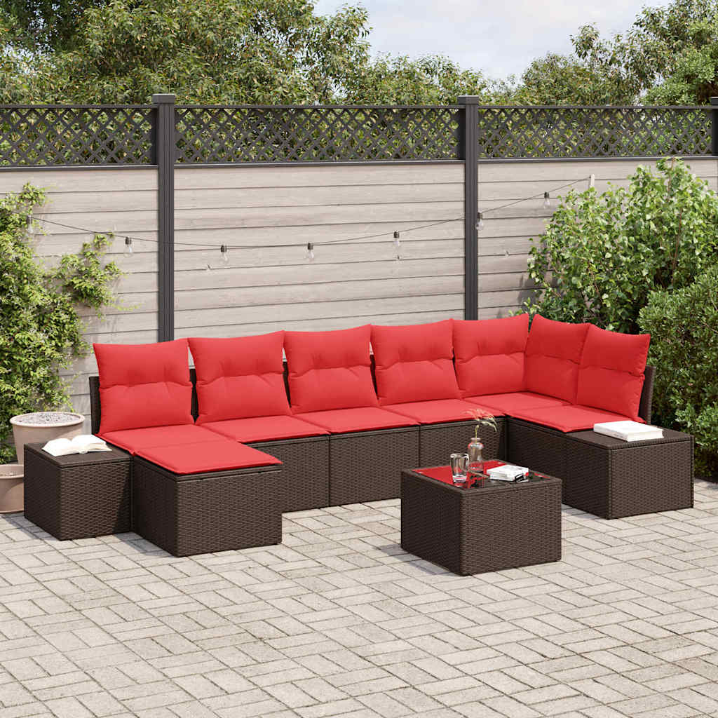 Tuin Sofa Set met kussen 8 pcs Bruin poly rattan is nu te koop bij PeponiXL, paradijselijk wonen!