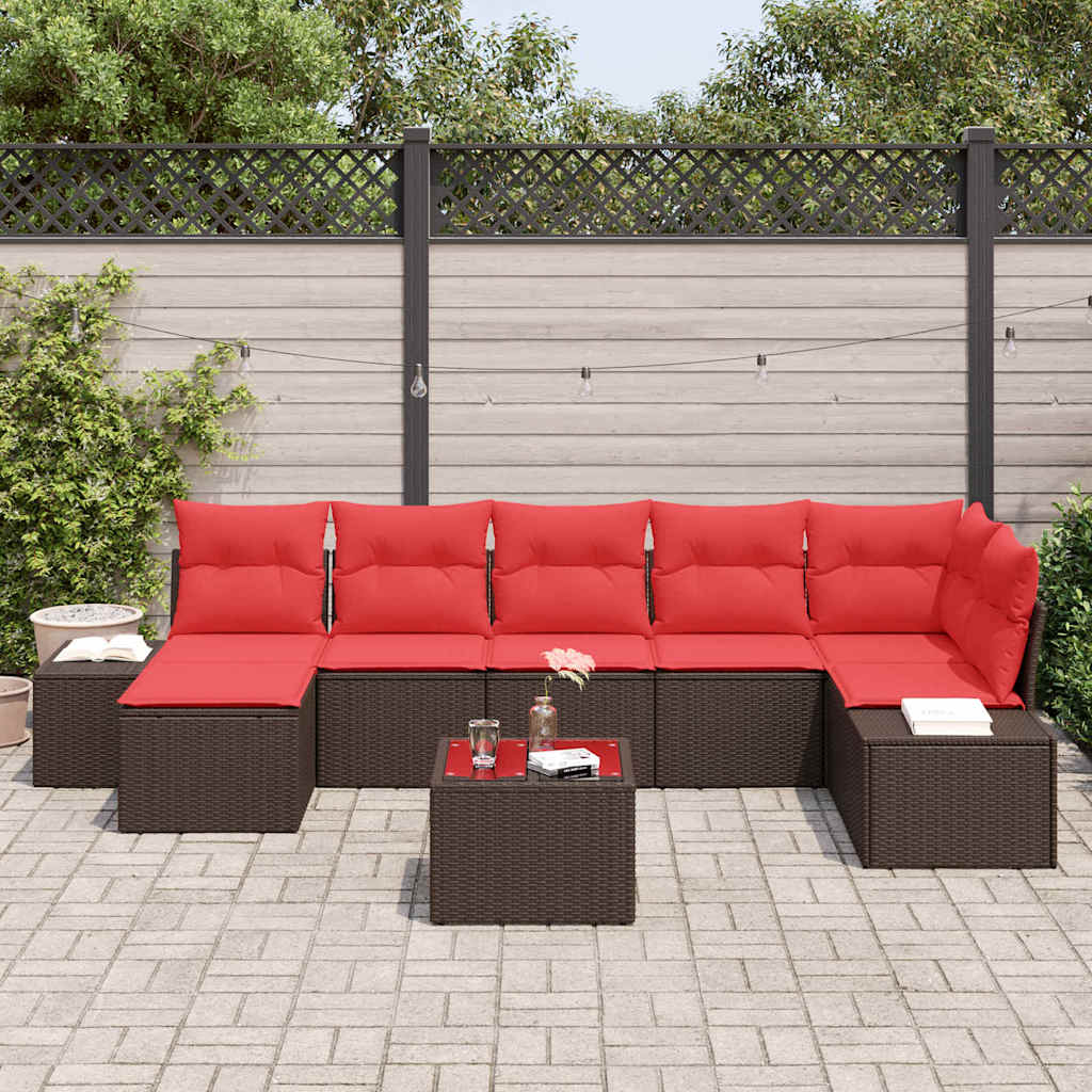 Tuin Sofa Set met kussen 8 pcs Bruin poly rattan is nu te koop bij PeponiXL, paradijselijk wonen!