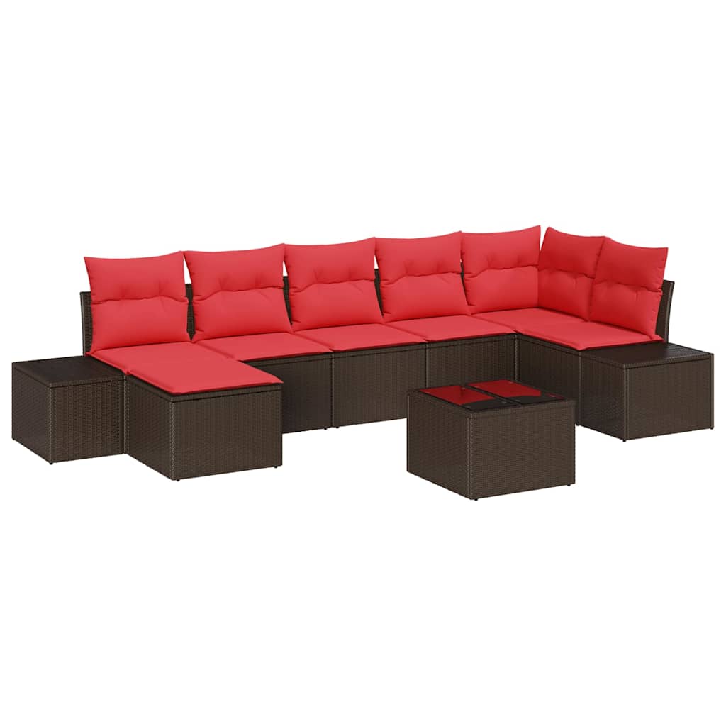Tuin Sofa Set met kussen 8 pcs Bruin poly rattan is nu te koop bij PeponiXL, paradijselijk wonen!
