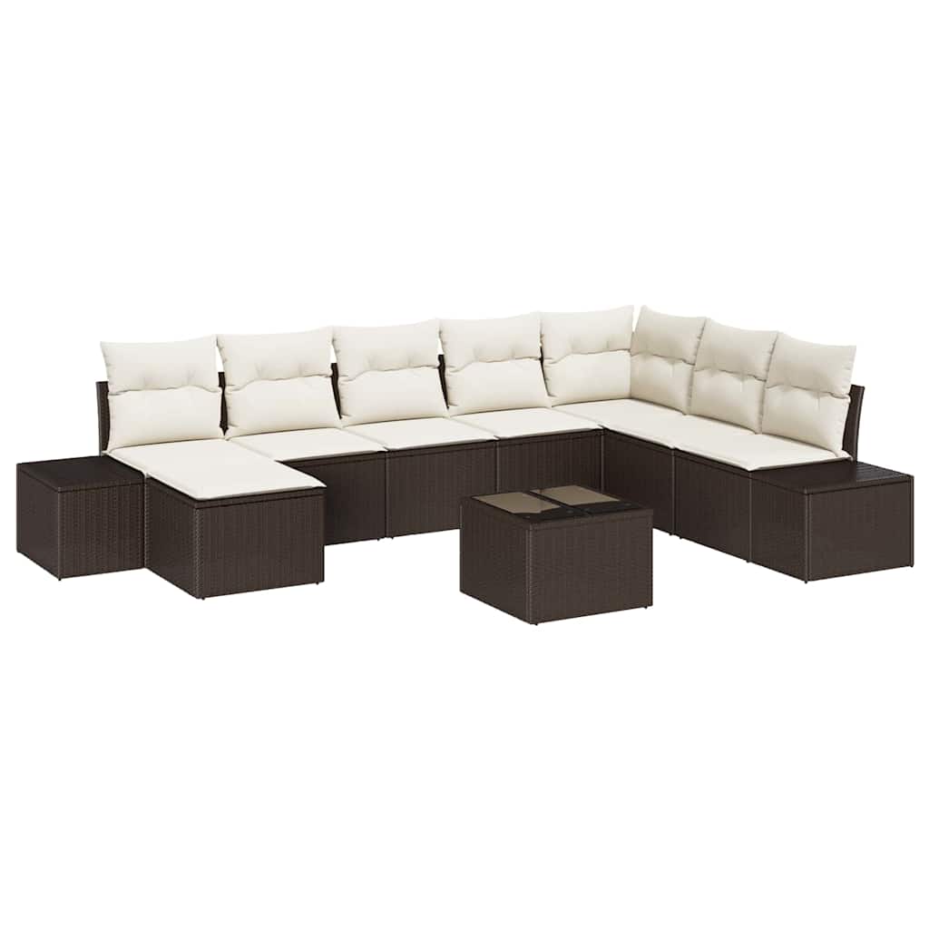Tuin Sofa Set met kussen 9 pcs Bruin poly rattan is nu te koop bij PeponiXL, paradijselijk wonen!