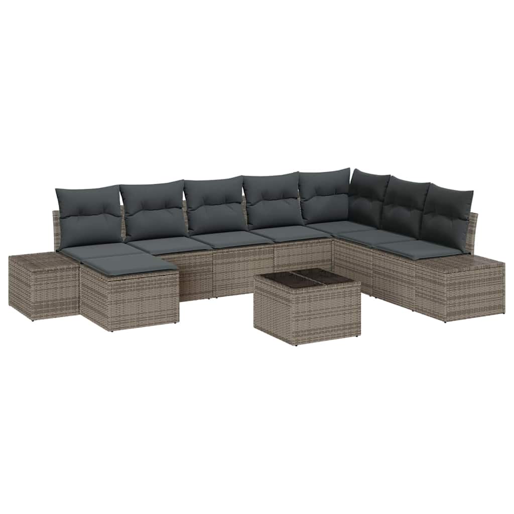 Tuin Sofa Set met kussen 9 pcs Lichtgrijs poly rattan is nu te koop bij PeponiXL, paradijselijk wonen!