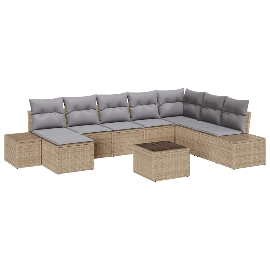 Tuin Sofa Set met kussen 9 pcs Beige poly rattan is nu te koop bij PeponiXL, paradijselijk wonen!