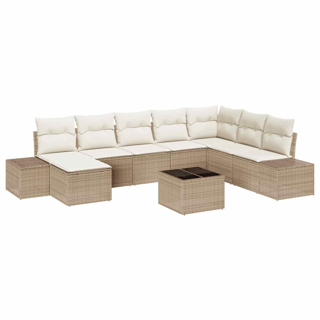 Tuin Sofa Set met kussen 9 pcs Beige poly rattan is nu te koop bij PeponiXL, paradijselijk wonen!