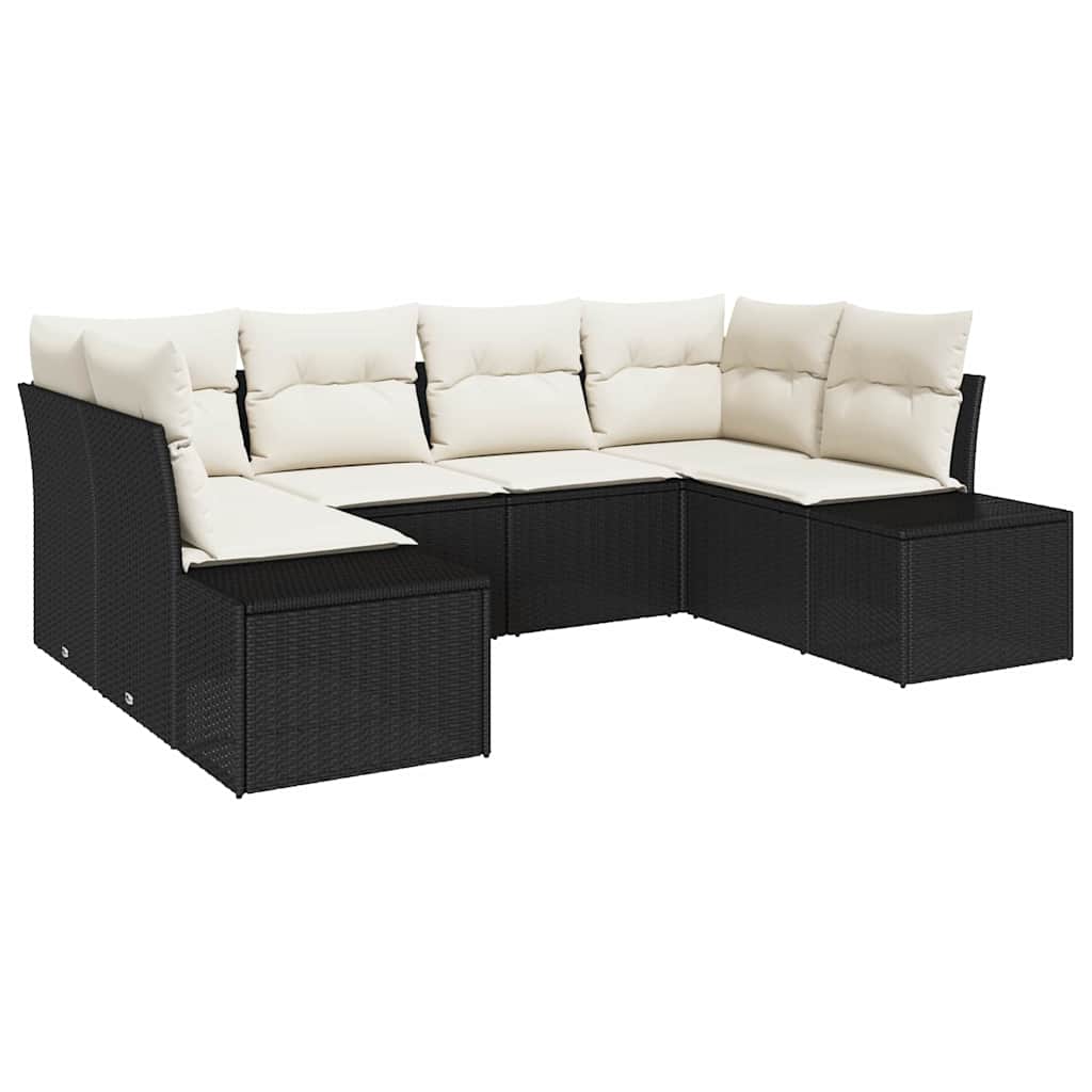 Tuin Sofa Set met kussen 6 pcs Zwart poly rattan is nu te koop bij PeponiXL, paradijselijk wonen!
