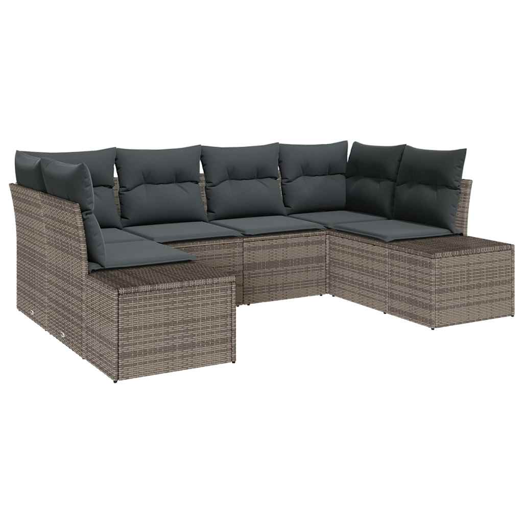 Tuin Sofa Set met kussen 6 pcs Grijs poly rattan is nu te koop bij PeponiXL, paradijselijk wonen!