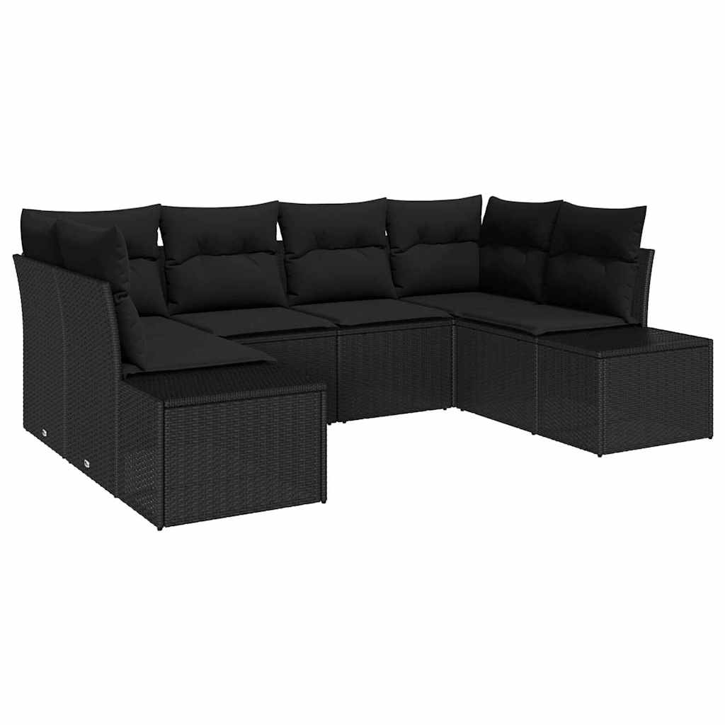Tuin Sofa Set met kussen 6 pcs Zwart poly rattan is nu te koop bij PeponiXL, paradijselijk wonen!