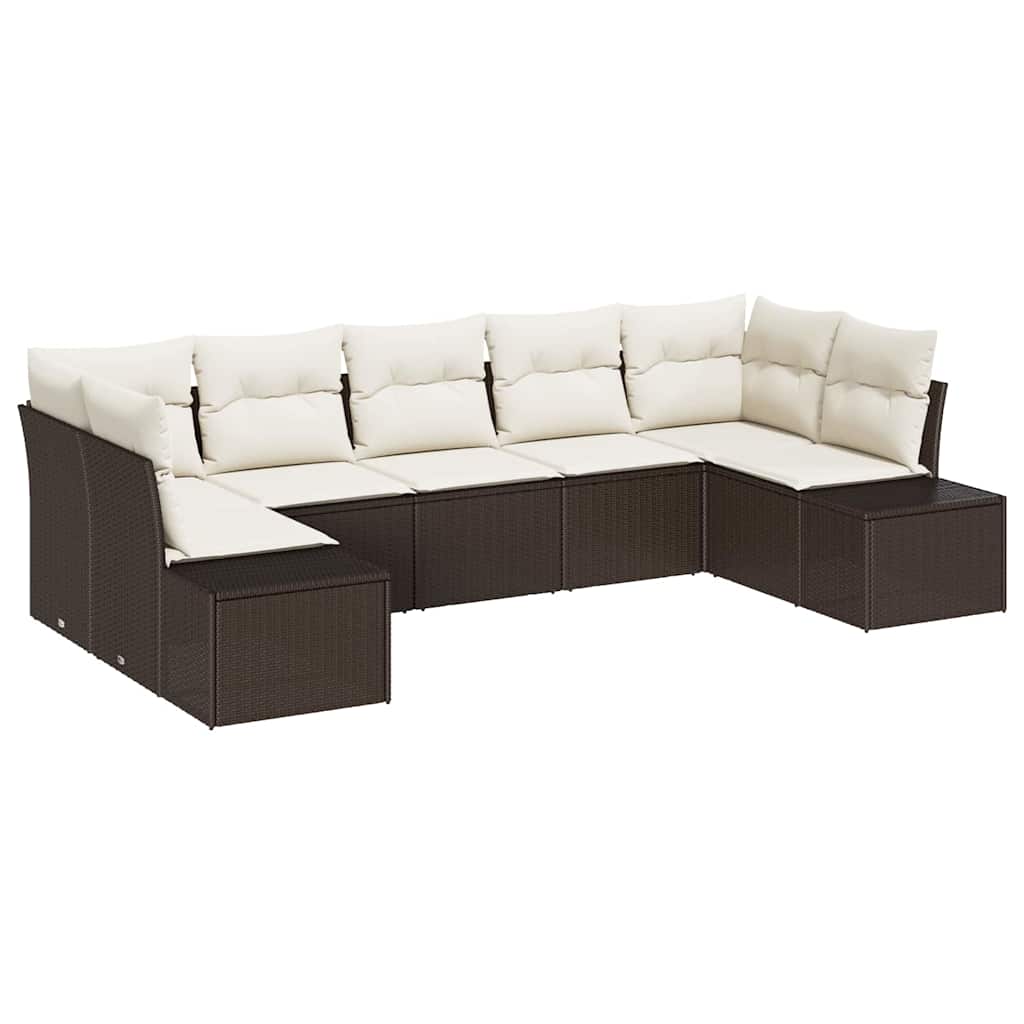 Tuin Sofa Set met kussen 7 pcs Bruin poly rattan is nu te koop bij PeponiXL, paradijselijk wonen!
