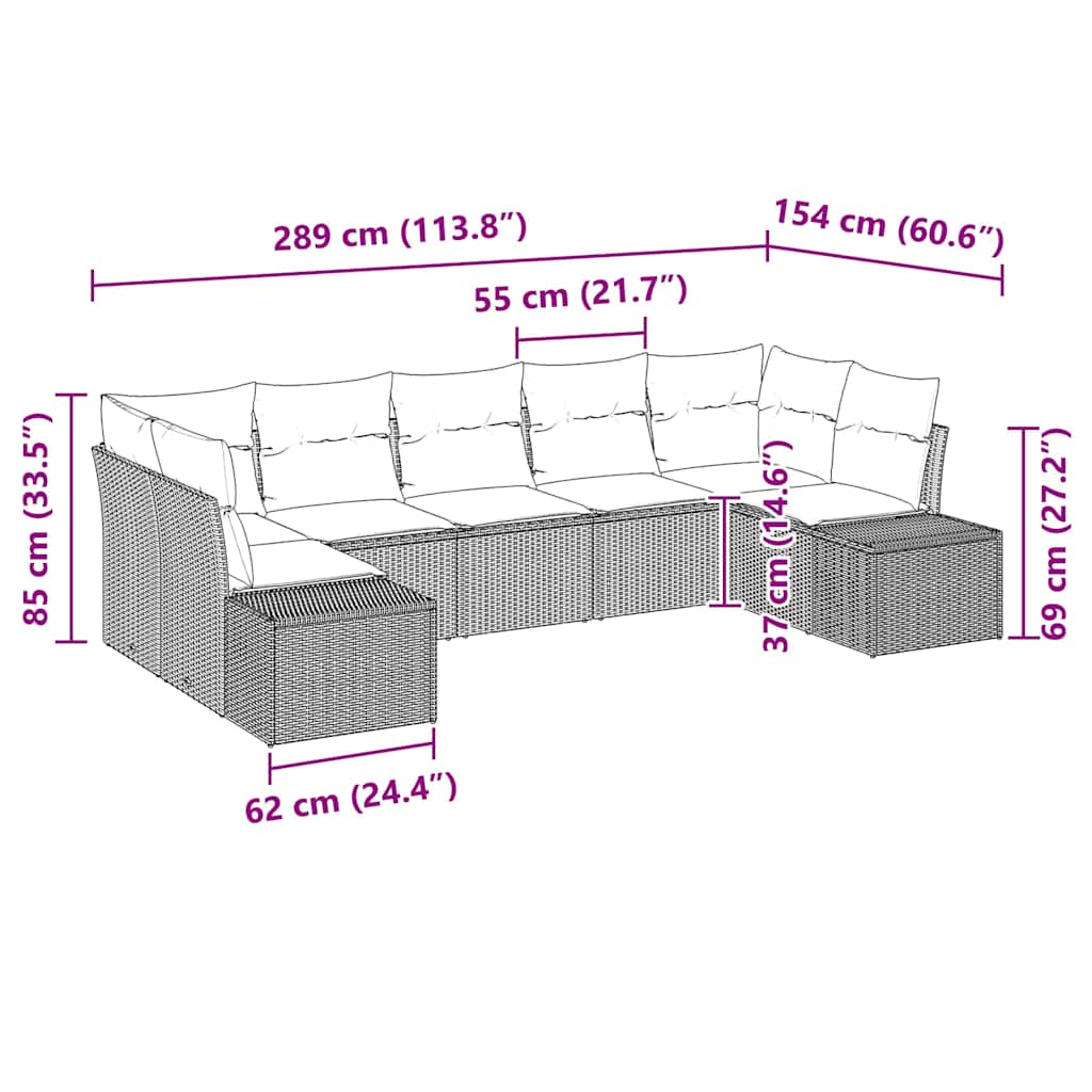 Tuin Sofa Set met kussen 7 pcs Bruin poly rattan is nu te koop bij PeponiXL, paradijselijk wonen!