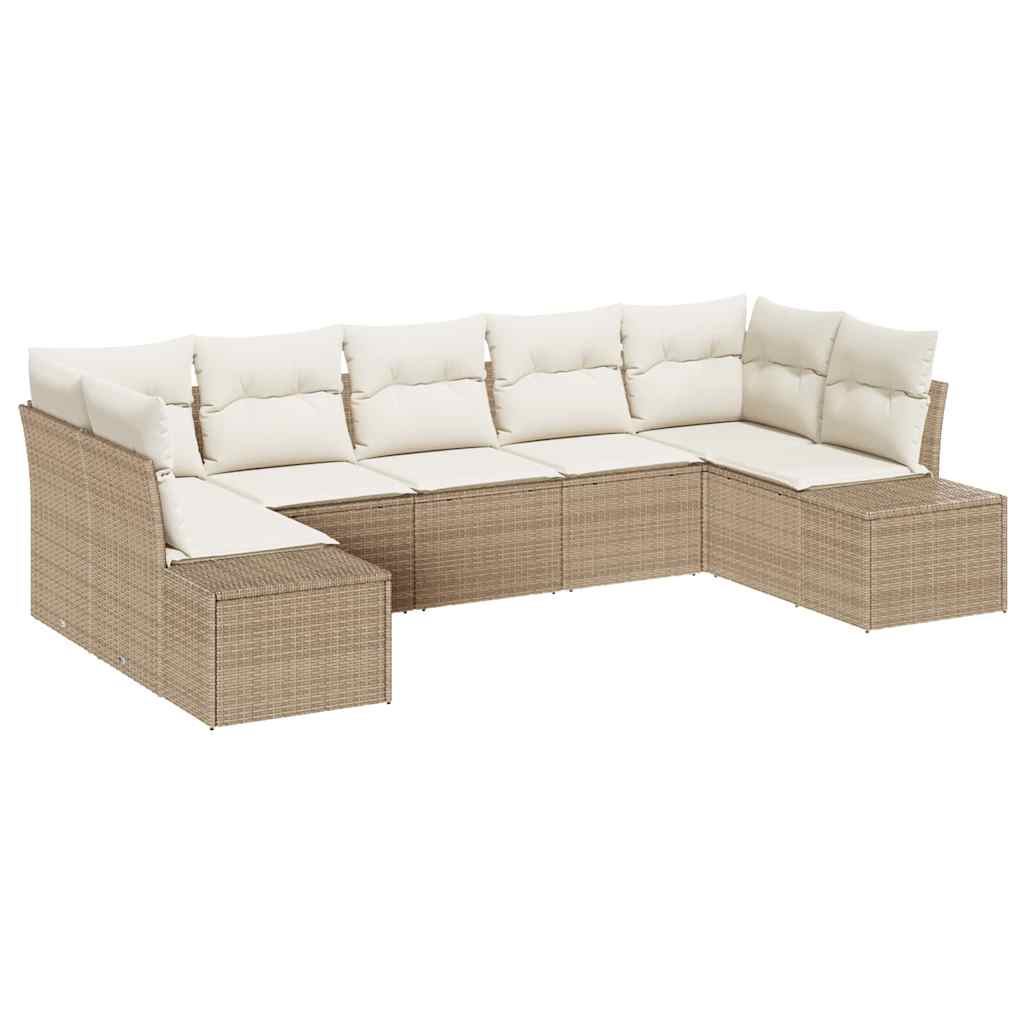 Tuin Sofa Set met kussen 7 pcs Beige poly rattan is nu te koop bij PeponiXL, paradijselijk wonen!