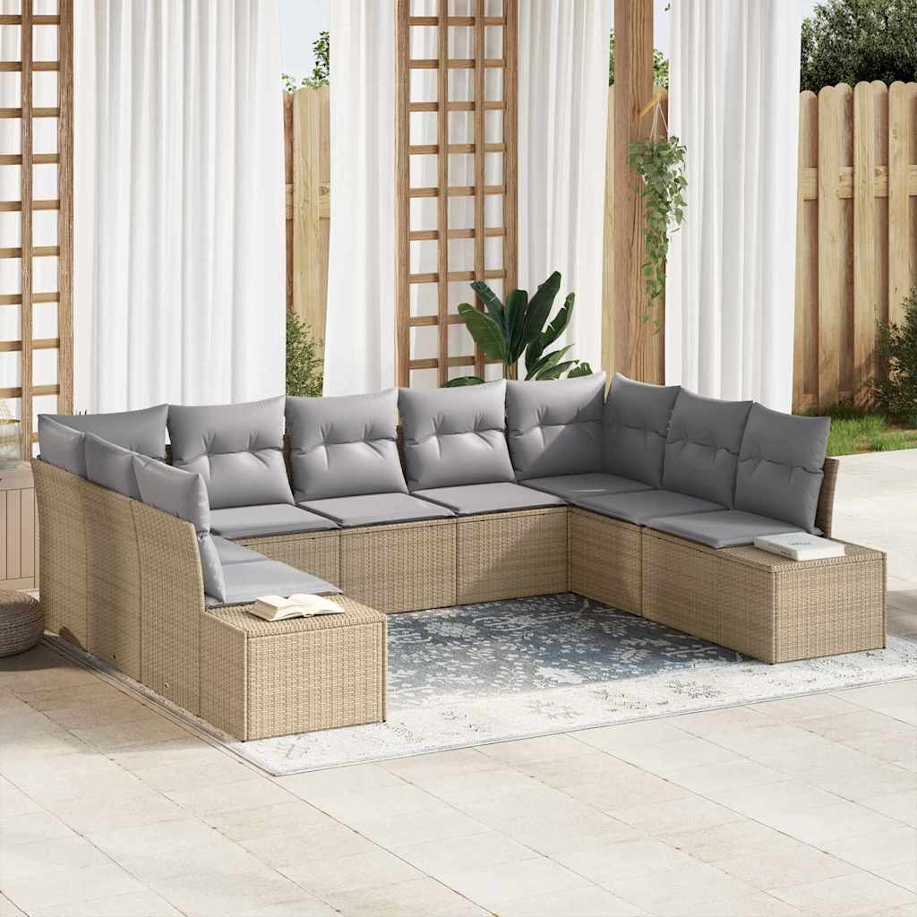 Tuin Sofa Set met kussen 9 pcs Beige poly rattan is nu te koop bij PeponiXL, paradijselijk wonen!